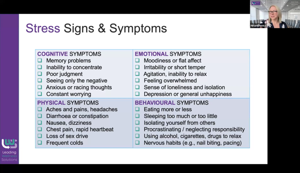 signs and symptoms of workload stress